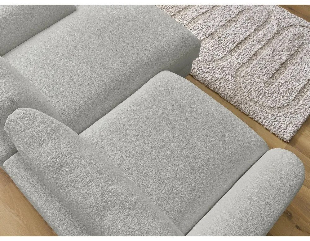 Világosszürke buklé sarokkanapé (jobb oldali-heverő résszel) Leonore – Bobochic Paris