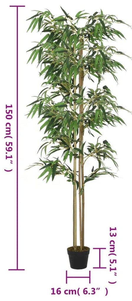 zöld mű bambuszfa 988 levéllel 150 cm