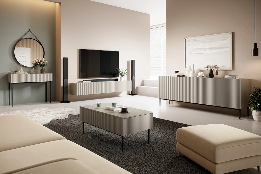 Nicole fali TV szekrény 200 cm fiókkal - matt kasmír