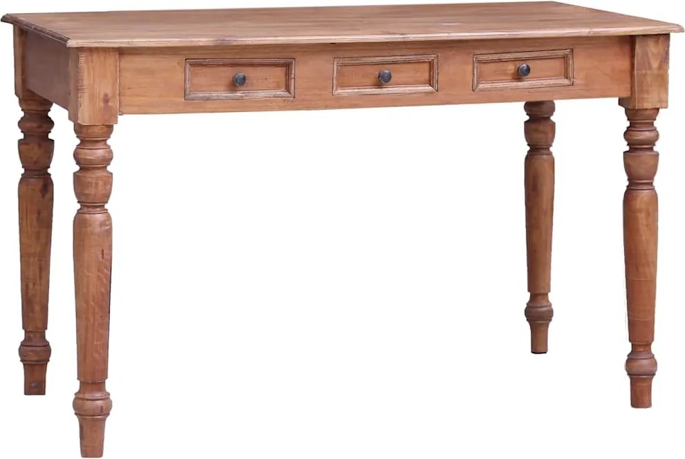 vidaXL tömör mahagóni fa íróasztal fiókokkal 117 x 57 x 75 cm