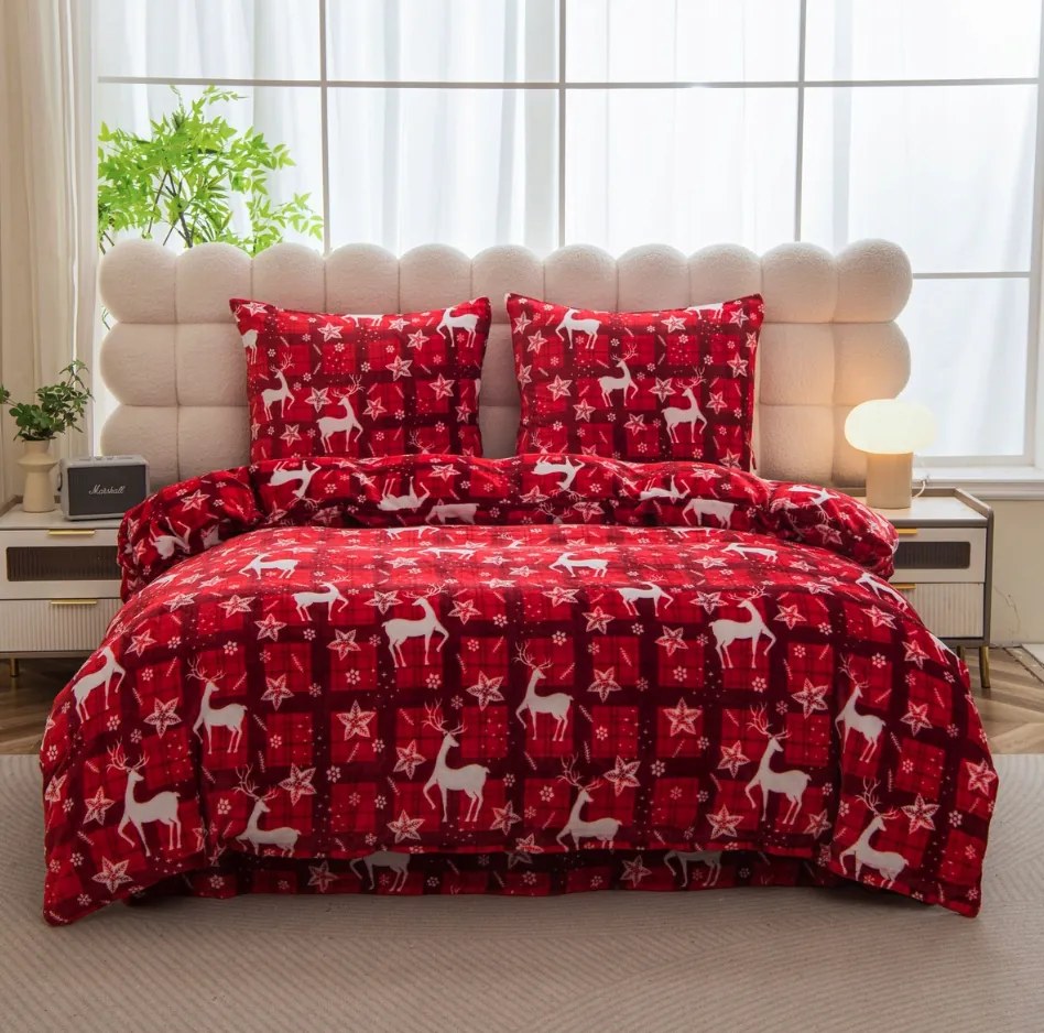 Mikroplüss ágyneműhuzat VELVET CHRISTMAS piros Ágyneműhuzat mérete: 70 x 90 cm | 140 x 200 cm