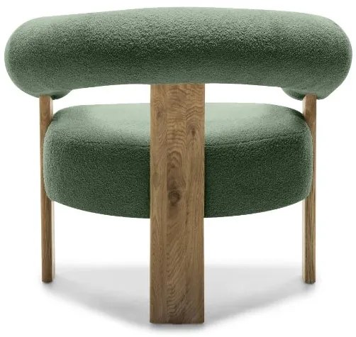 Sötétzöld design fotel KOKEI, tölgy