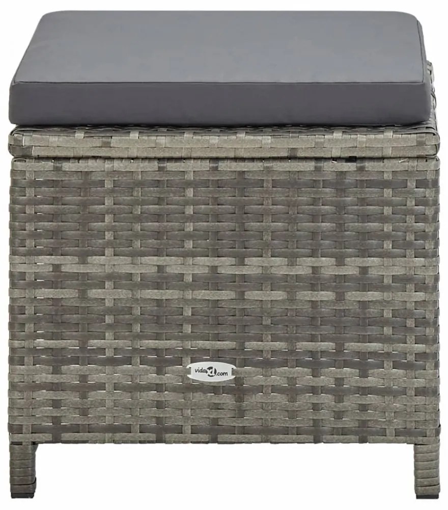 4 db szürke polyrattan kerti ülőke párnákkal