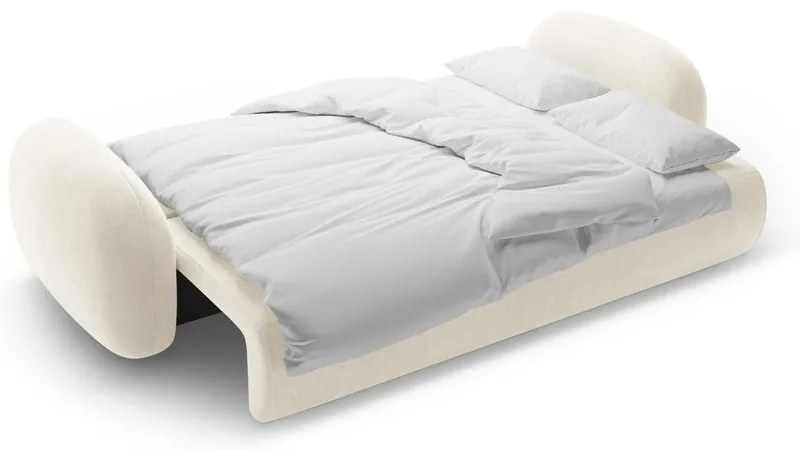 Krémszínű bársony kinyitható-tárolóhelyes kanapé 262 cm Tonale – Cosmopolitan Design