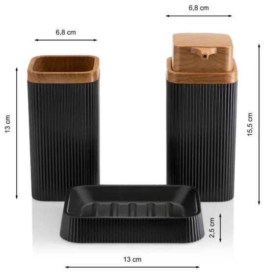 Fürdőszobai készlet ZOYA 5 db fekete/barna