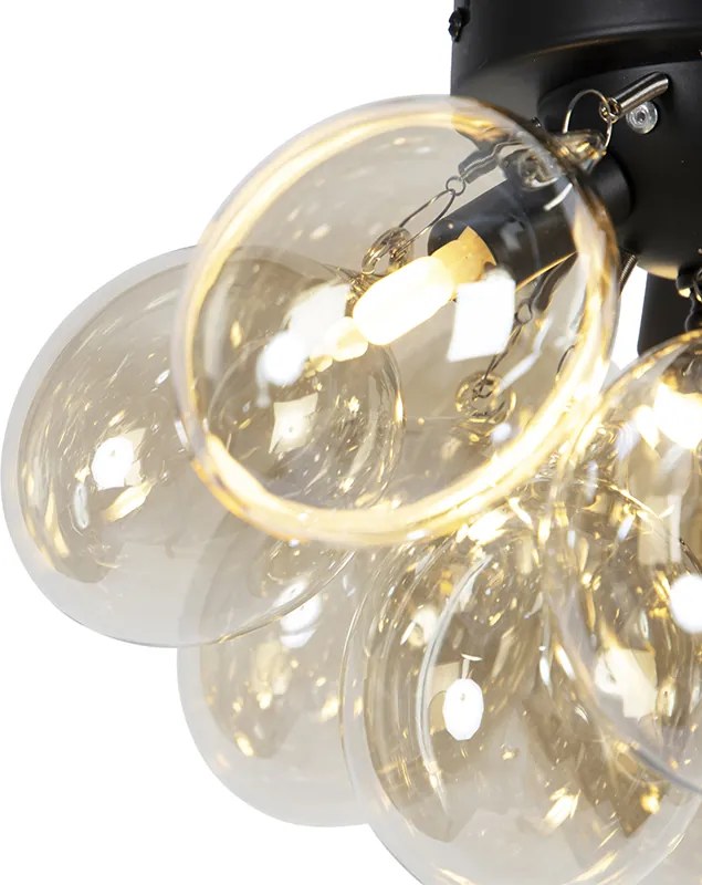 Okos mennyezeti lámpa fekete borostyánszínű üveggel, 3 égős, Zigbee G9-el - Uvas
