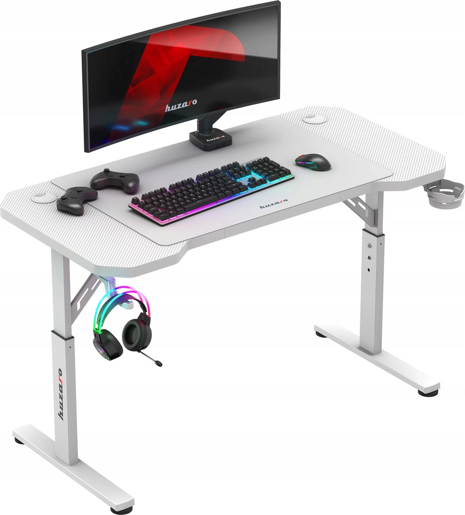 Huzaro állítható gamer íróasztal fehér számítógéppel tanuláshoz alátét
