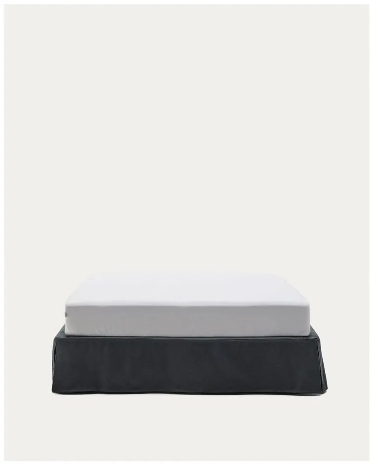 Antracitszürke kárpitozott franciaágy 150x190 cm Jaira – Kave Home