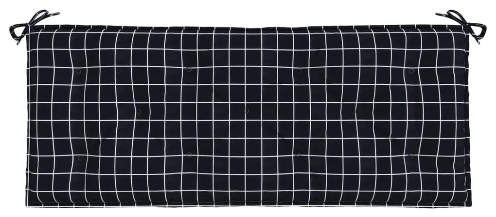 fekete kockás szövet kerti padpárna 120 x 50 x 7 cm