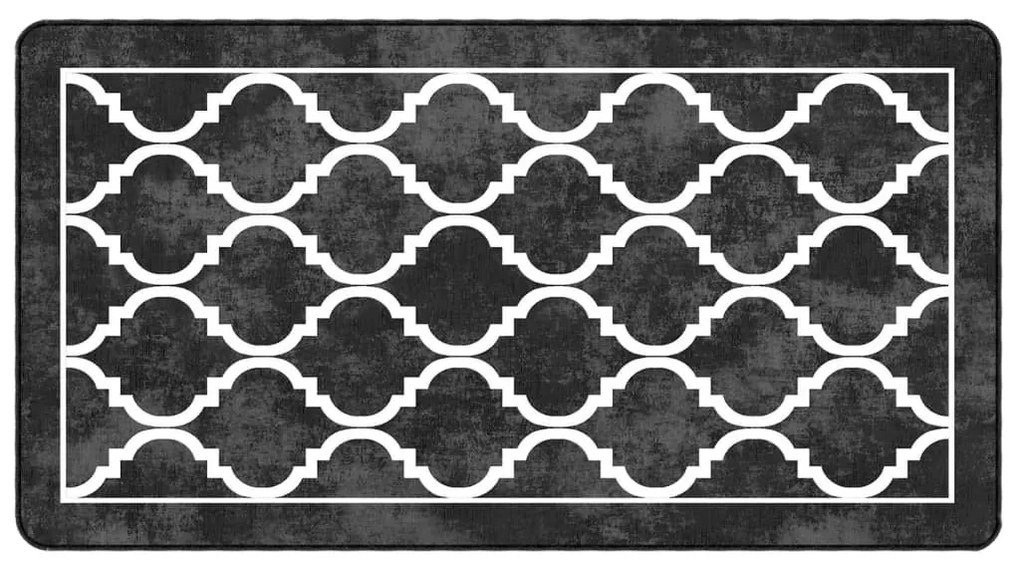 fekete-fehér mosható csúszásgátló szőnyeg 80 x 150 cm