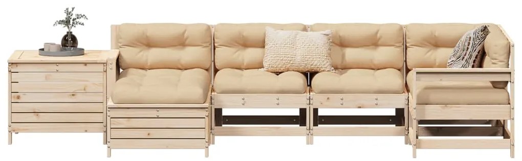 vidaXL 7 részes tömör fenyőfa kerti kanapészett