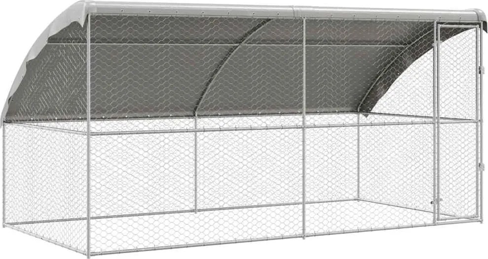 vidaXL Kutyaház tárolóval 2 pcs Ezüst 4 x 2 x 2 m Horganyzott acél