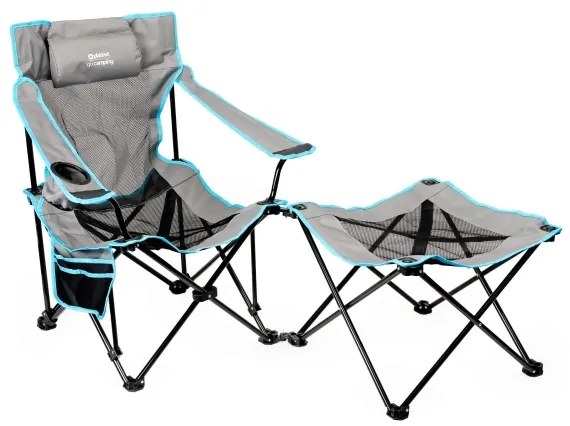 Összecsukható kempingasztal + szék szürke/kék