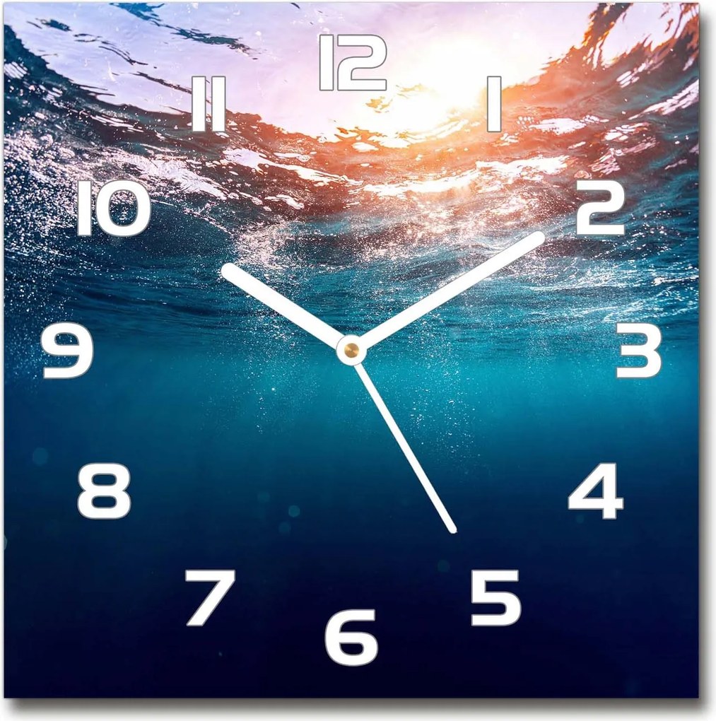 Csendes üveg falióra Víz alatti világ 30x30