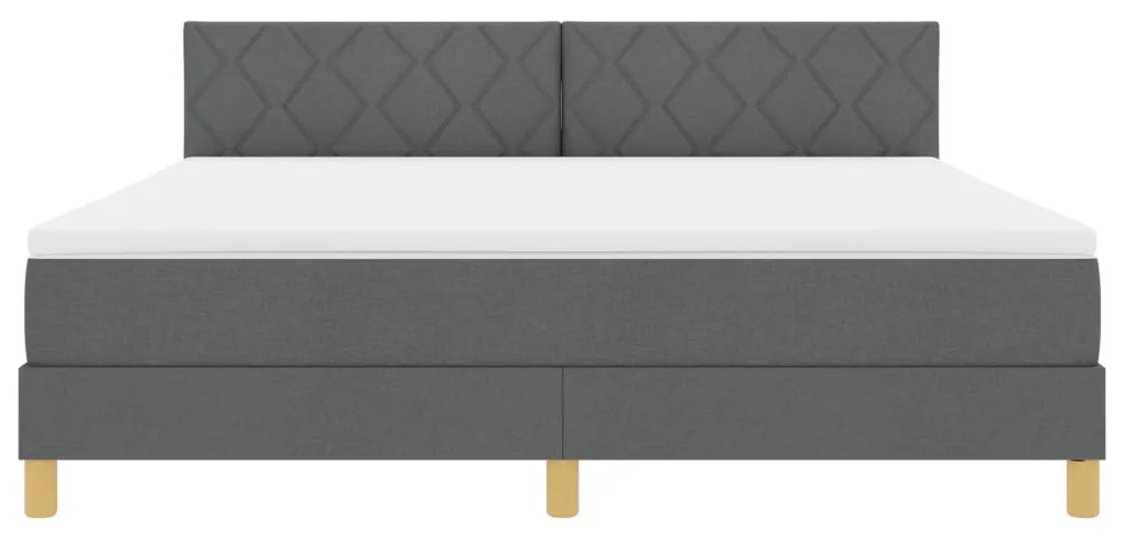Boxspring ágy matraccal & LED sötétszürke 180x200 cm szövet