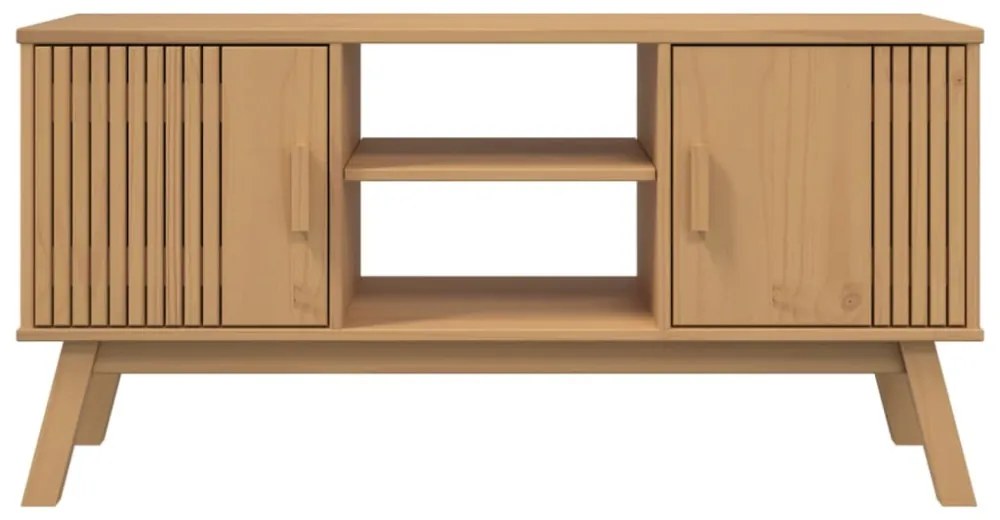 OLDEN barna tömör fenyőfa TV-szekrény 114 x 43 x 57 cm