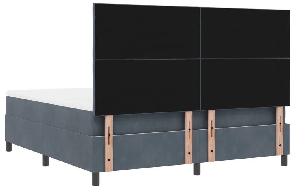 Boxspring Ágy Matraccal Sötétszürke Szuper Király Bársony