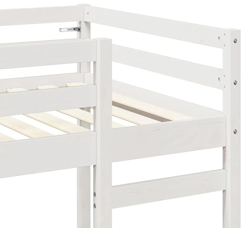 vidaXL Tetőtéri ágykeret Fehér 90 x 190 cm Tömör fenyőfa