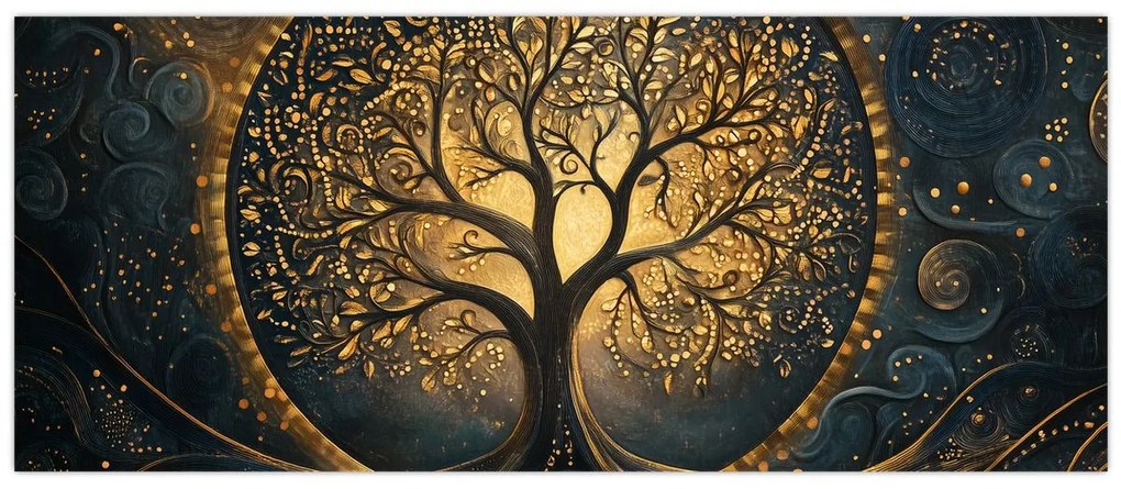 Kép – Arany aurájú fa (120x50 cm)