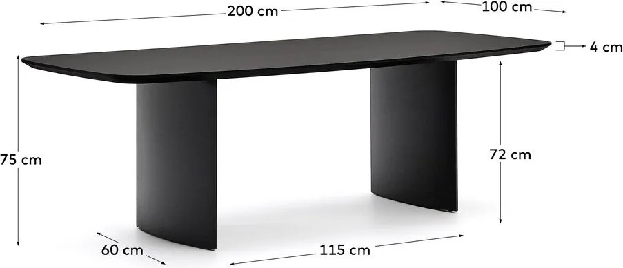 Étkezőasztal diófa dekorral 100x200 cm Litto – Kave Home