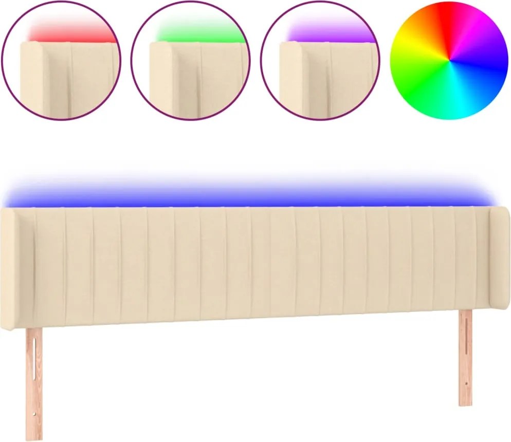 vidaXL krémszínű szövet LED-es fejtámla 203 x 16 x 78/88 cm