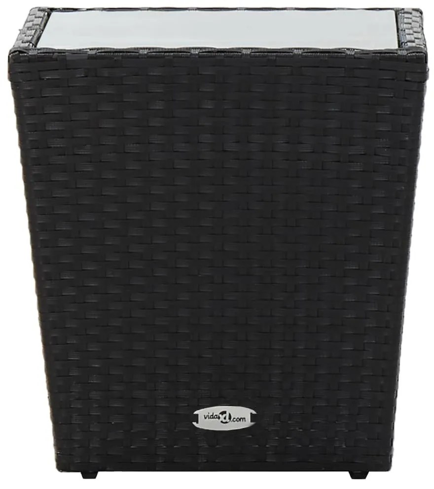 vidaXL fekete polyrattan és edzett üveg teázóasztal 41,5x41,5x43 cm