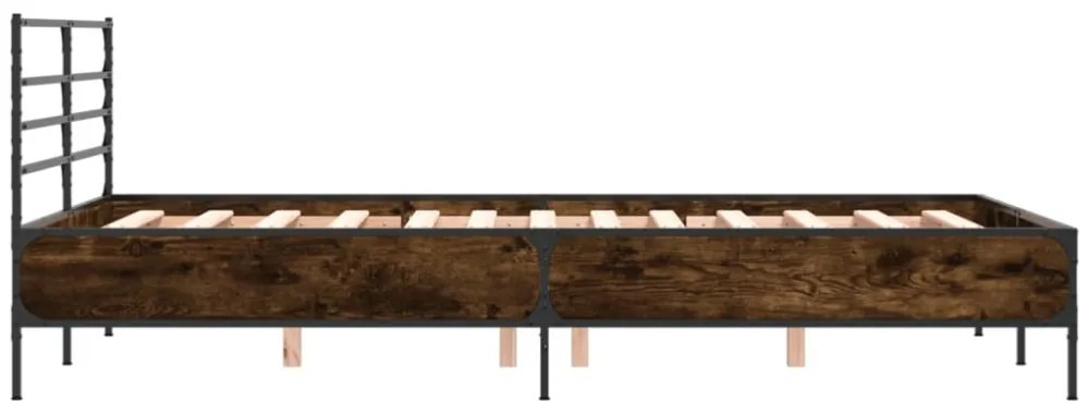 füstös tölgy színű szerelt fa és fém ágykeret 140 x 200 cm