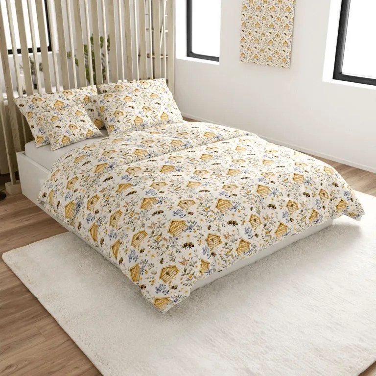 Pamut ágynemű WOODEN HOUSES POLY színes Ágyneműhuzat mérete: 70 x 90 cm | 140 x 200 cm