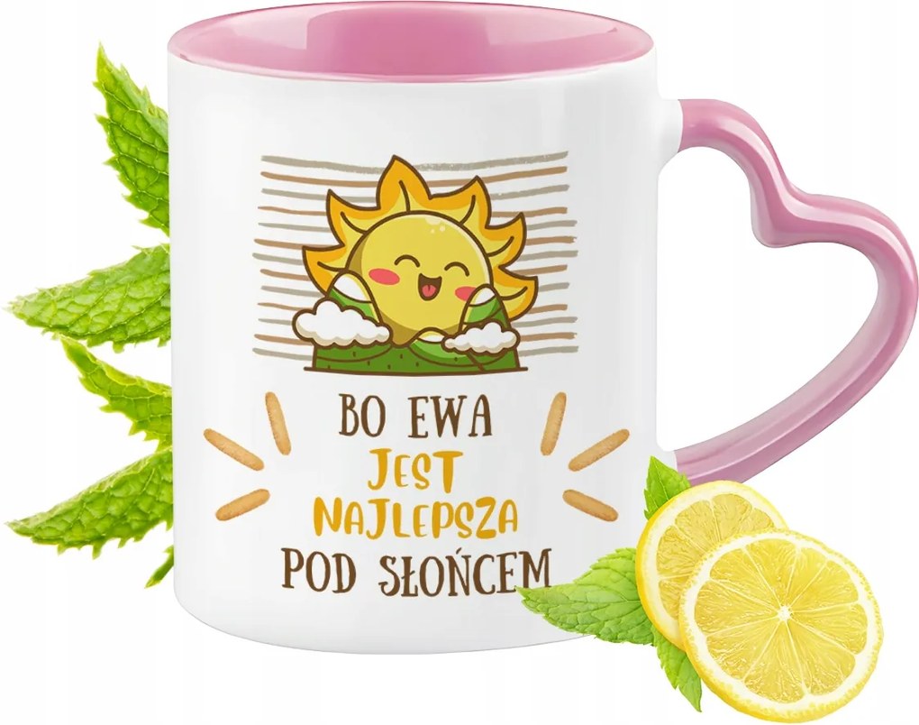 Éva bögre Rózsaszín, szív alakú füllel Kávé ajándék