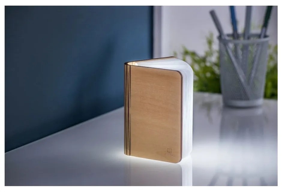 Natúr színű LED asztali lámpa textil búrával (magasság 2,5 cm) Booklight – Gingko