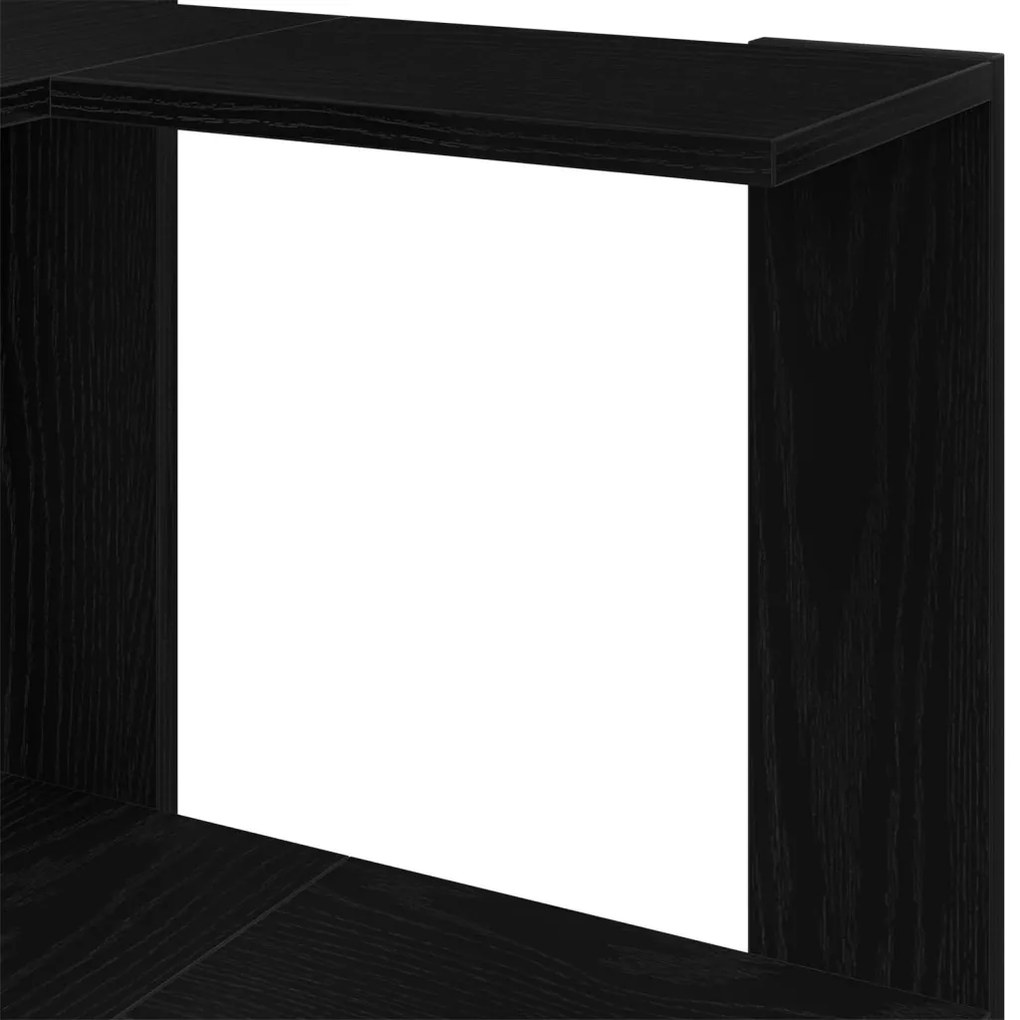 Sarok Könyvespolc 5 szintes Fekete Tölgy 50x50x179 cm Mérnöki Fa