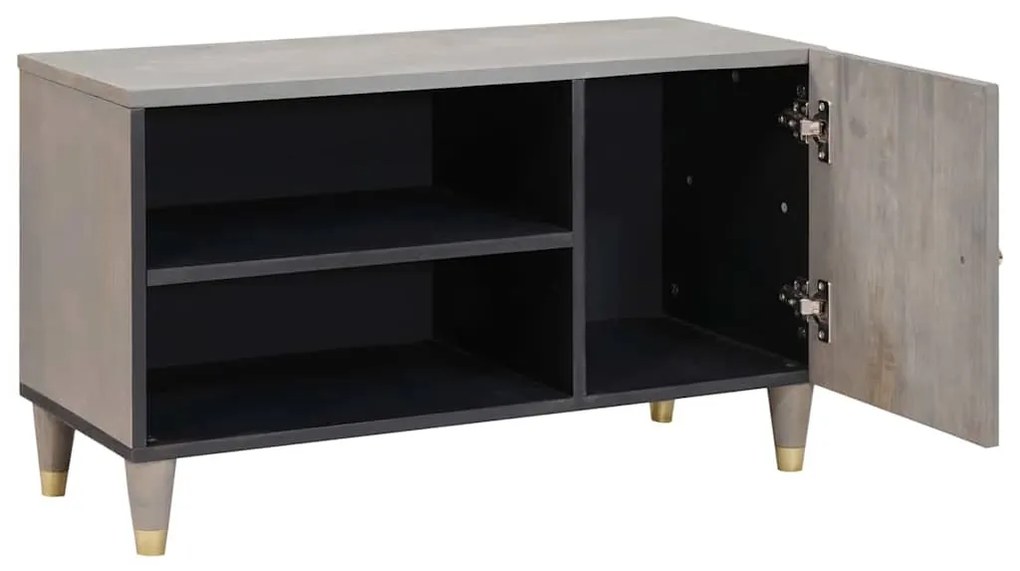 TV szekrény Szürke és Arany 80 x 31.5 x 46 cm Tömör mangófa