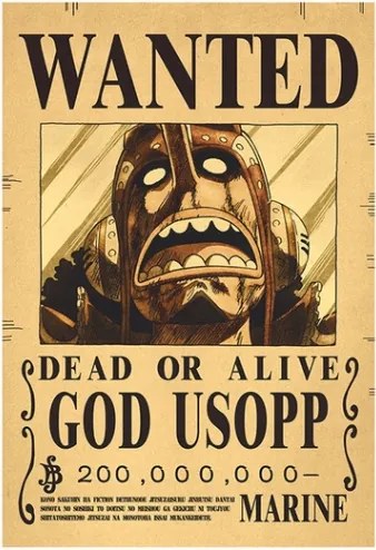 One Piece poszter, Wanted körözési plakát, keret nélkül, 28,5 x 42 cm