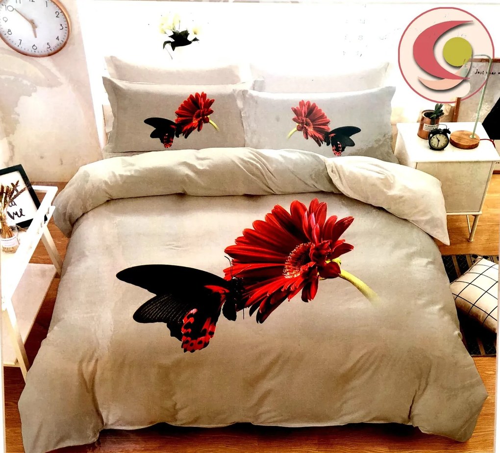 GERBERA fotó ágynemű 140x200 cm Ágynemű mérete: 140x200 cm, A csomag tartalma: 7 Készletcsomagolás