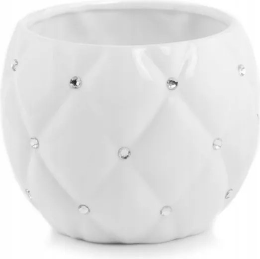 Glamour kerámia virágtartó dekoratív 13,5 cm fehér