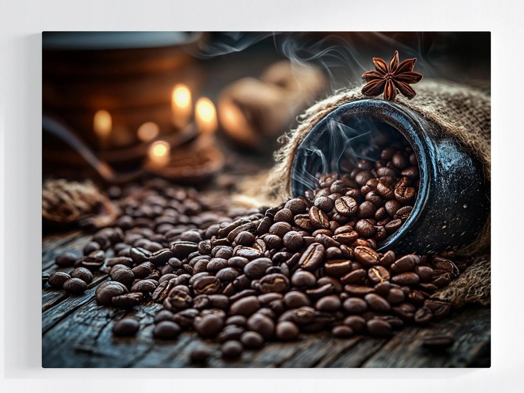 Poszter Kávébab Arabica Robusta Kávézó Tűz 80x60