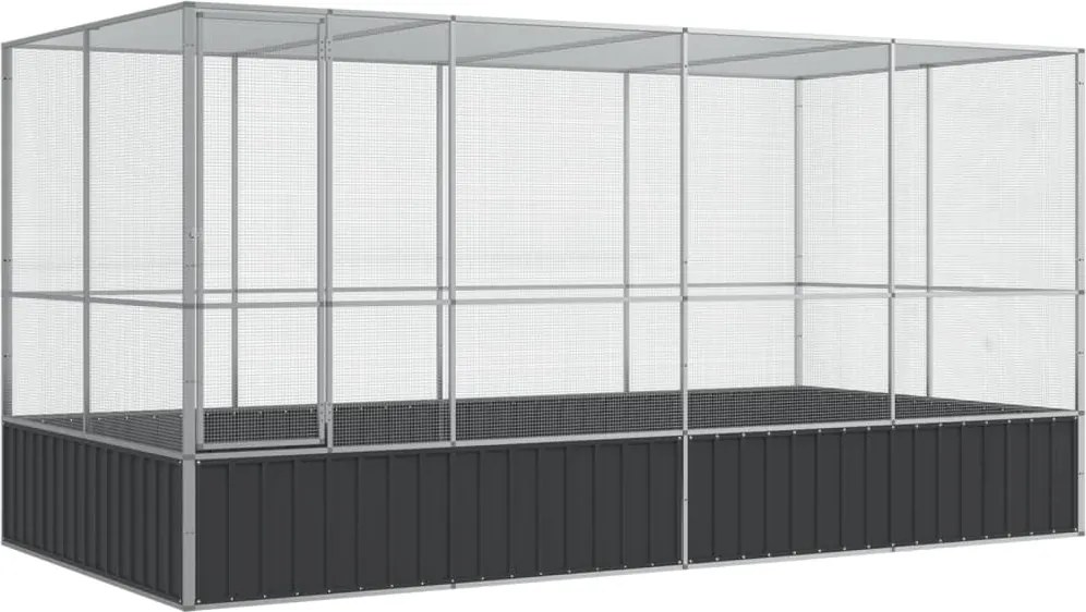 vidaXL ezüst színű acél madárház kiterjesztésekkel 418 x 207 x 212 cm