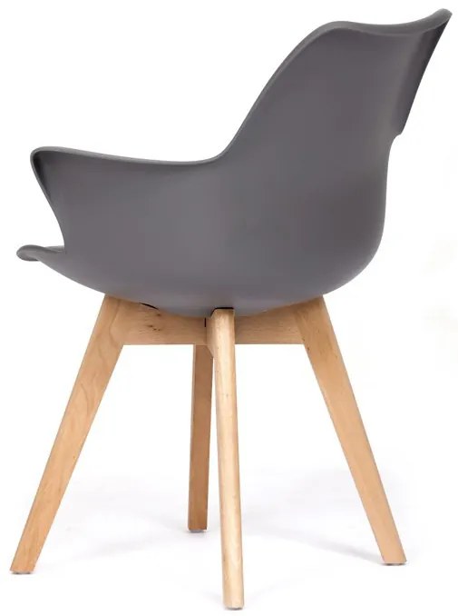 Műanyag Étkezőfotel Szürke Színben Műbőr Ülőpárnával, Bükkfa Lábbal. CT-771