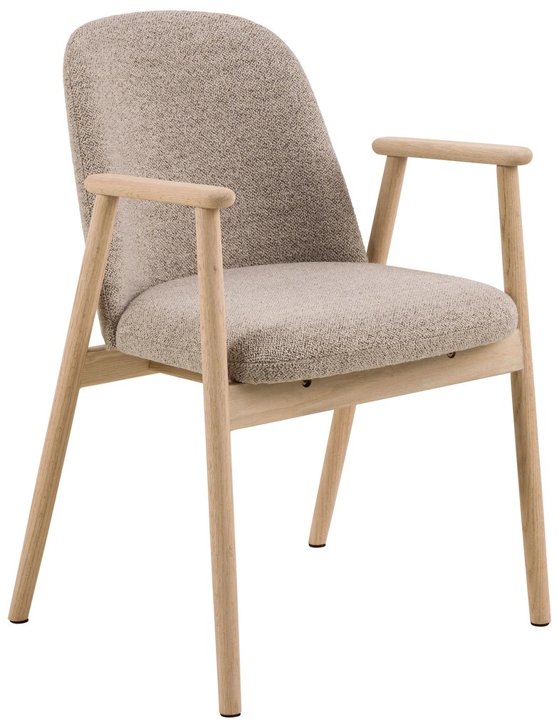 MAZZONI EXPORT RODERIC Beige Latte (Monza 60 szövet)/olajozott tölgyfa váz - RETRO FA SZÉK BOUCLÉ NAPPALIBA ÉTKEZŐBE KONYHÁBA