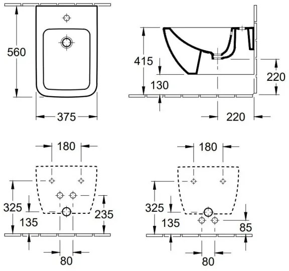 Villeroy & Boch 441100R1 - Falra szerelhető bidé VENTICELLO kerámia/fehér