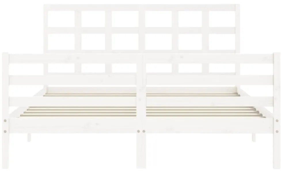 vidaXL fehér tömör fa ágykeret fejtámlával 160 x 200 cm