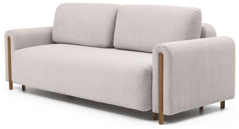 Bézs kordbársony kinyitható-tárolóhelyes kanapé 244 cm Arcadova – ELTAP