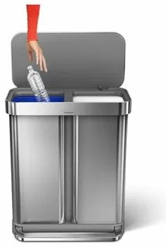 Simplehuman pedálos hulladékgyűjtő szelektívhulladékgyűjtő 58 l, ezüst