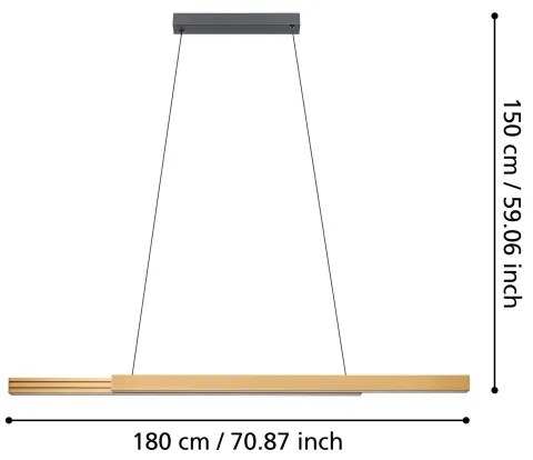 Eglo 390369 - LED Dimmelhető csillár zsinóron MONTEBUONO LED/21W/230V 3000K barna