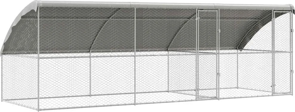 vidaXL Kutyaház tárolóval 3 pcs Ezüst 6 x 2 x 2 m Horganyzott acél