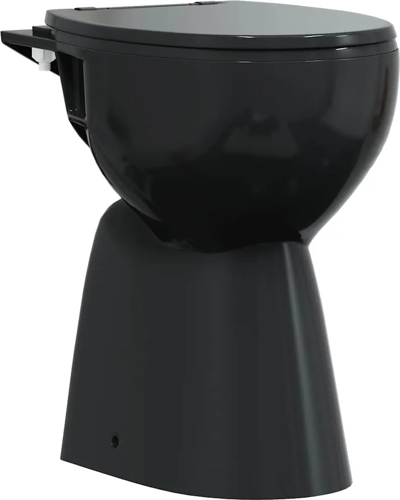 vidaXL fekete kerámia perem nélküli WC 7 cm extra magasság Soft Close