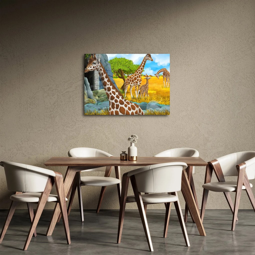 Kép - zsiráf család (70x50 cm)