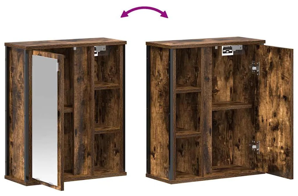 vidaXL füstölt tölgy fürdőszoba fali szekrény tükörrel 50x21x60 cm