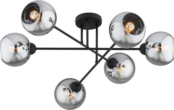 Brilagi - Plafonra szerelhető DIOR csillár 6xE27/60W/230V fekete/füstszürke