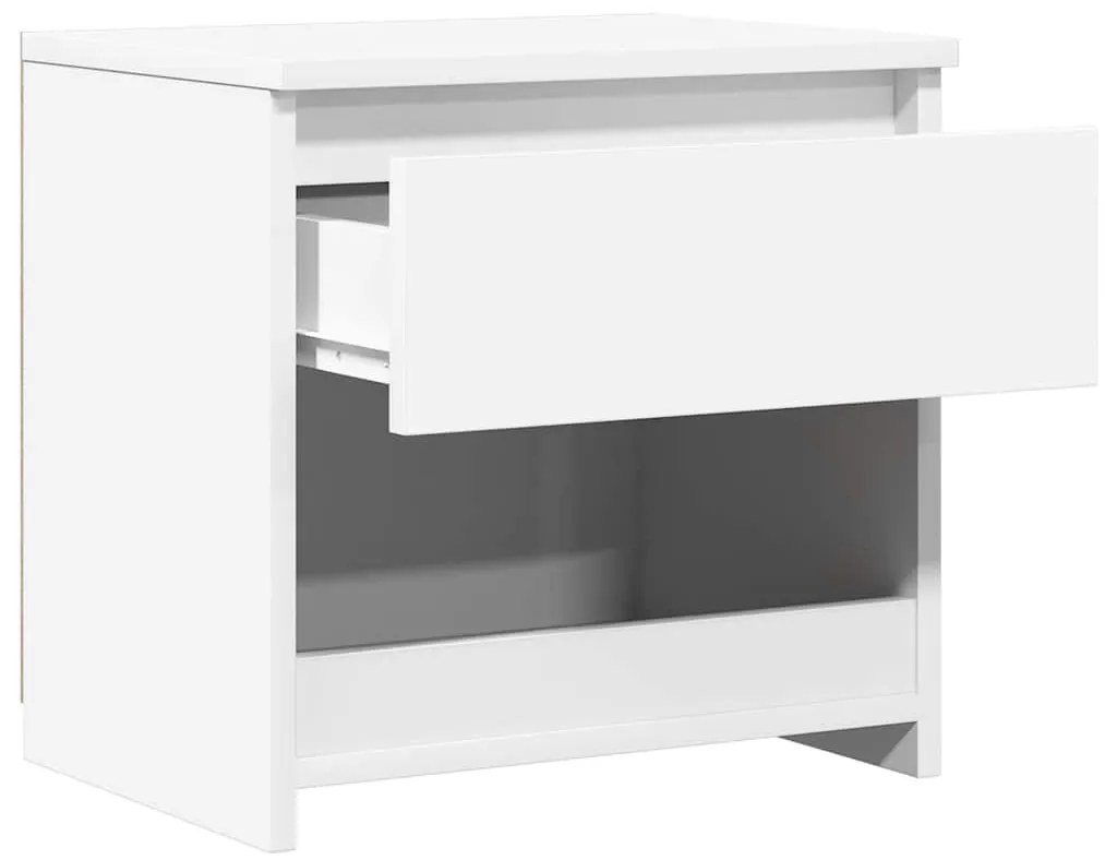 magasfényű fehér szerelt fa éjjeliszekrény 40 x 30 x 39 cm